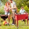 Red Steel Rolling Patio Cooler Cart with Wheels, 80 Quart Outdoor Beverage Cooler, Portable Ice Chest with Bottle Opener & Drain Plug
